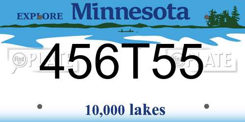 456T55 Minnesota License Plate