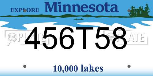 456T58 Minnesota License Plate