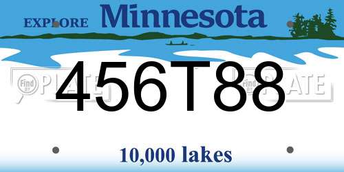 456T88 Minnesota License Plate