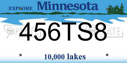 456TS8 Minnesota License Plate