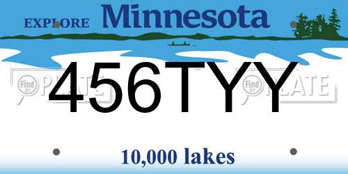 456TYY Minnesota License Plate