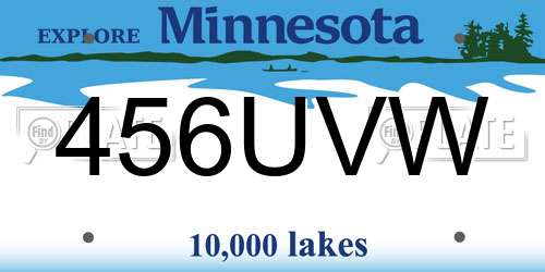456UVW Minnesota License Plate