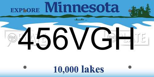 456VGH Minnesota License Plate