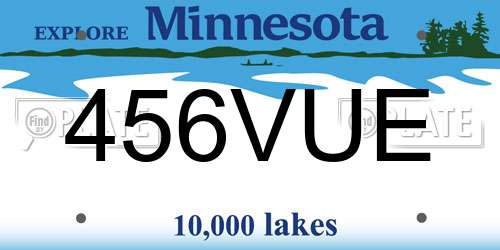 456VUE Minnesota License Plate