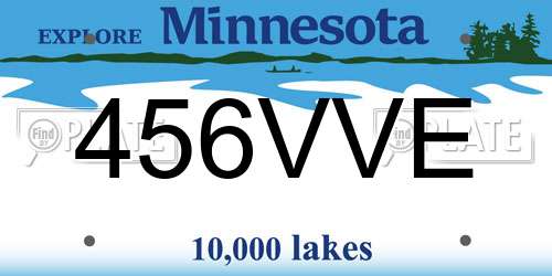 456VVE Minnesota License Plate