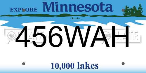 456WAH Minnesota License Plate