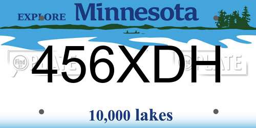 456XDH Minnesota License Plate