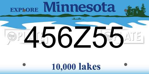 456Z55 Minnesota License Plate