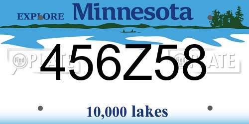 456Z58 Minnesota License Plate