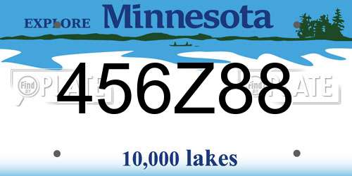 456Z88 Minnesota License Plate