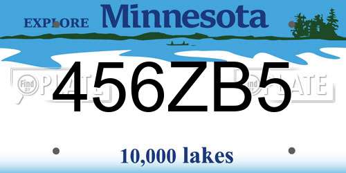 456ZB5 Minnesota License Plate