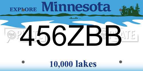 456ZBB Minnesota License Plate