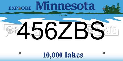 456ZBS Minnesota License Plate