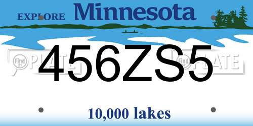 456ZS5 Minnesota License Plate