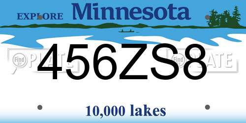 456ZS8 Minnesota License Plate