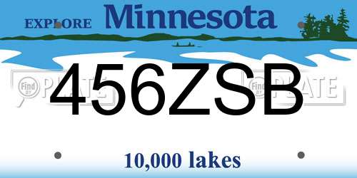 456ZSB Minnesota License Plate