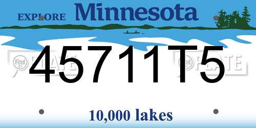 45711T5 Minnesota License Plate