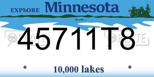 45711T8 Minnesota License Plate