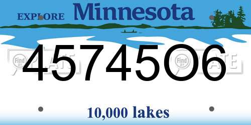 45745O6 Minnesota License Plate