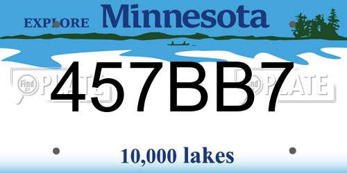 457BB7 Minnesota License Plate