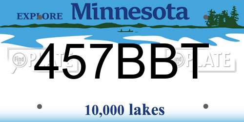 457BBT Minnesota License Plate