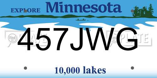 457JWG Minnesota License Plate