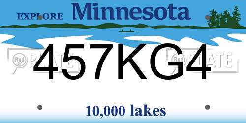 457KG4 Minnesota License Plate