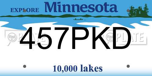 457PKD Minnesota License Plate