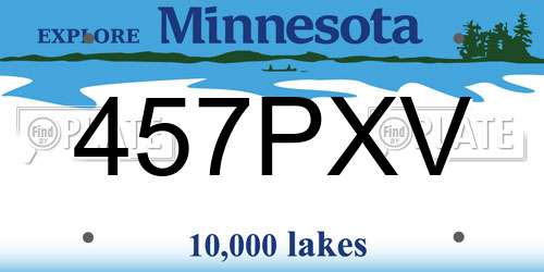 457PXV Minnesota License Plate