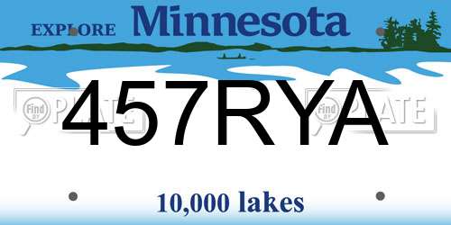 457RYA Minnesota License Plate