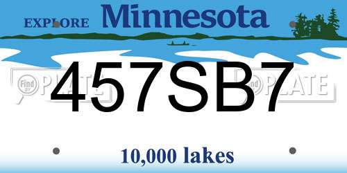 457SB7 Minnesota License Plate