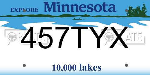 457TYX Minnesota License Plate