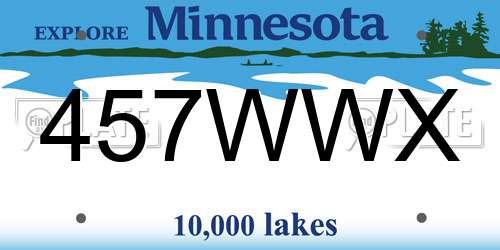 457WWX Minnesota License Plate