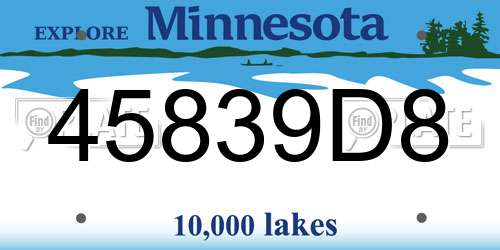 45839D8 Minnesota License Plate