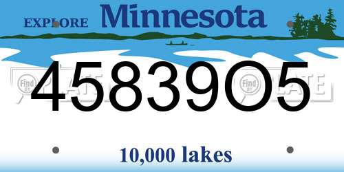 45839O5 Minnesota License Plate