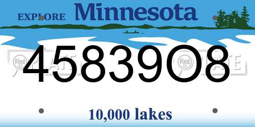 45839O8 Minnesota License Plate