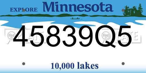 45839Q5 Minnesota License Plate