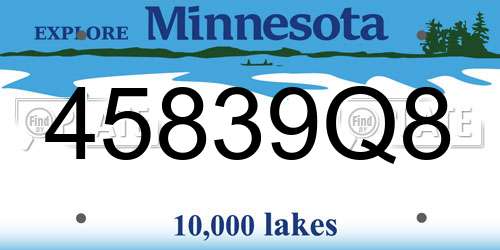 45839Q8 Minnesota License Plate
