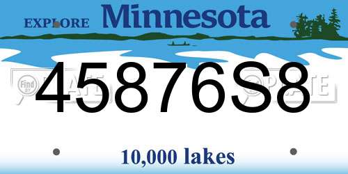 45876S8 Minnesota License Plate