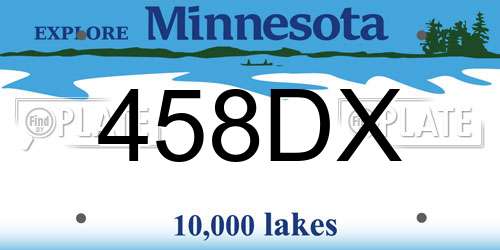 458DX Minnesota License Plate