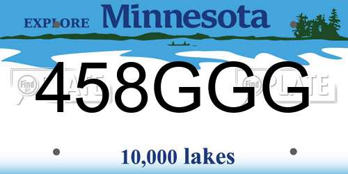 458GGG Minnesota License Plate