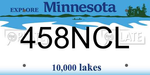458NCL Minnesota License Plate