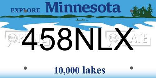 458NLX Minnesota License Plate