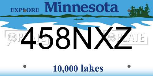 458NXZ Minnesota License Plate