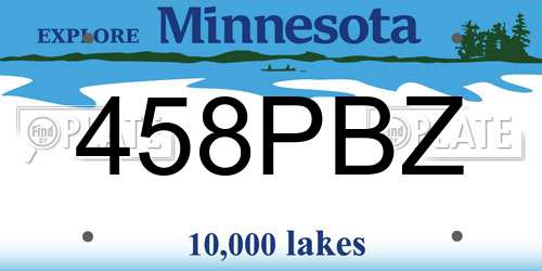 458PBZ Minnesota License Plate