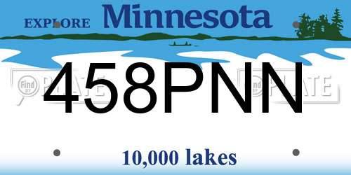 458PNN Minnesota License Plate