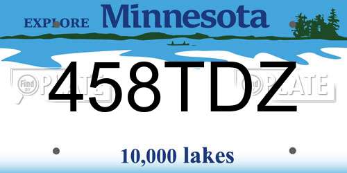 458TDZ Minnesota License Plate