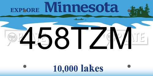 458TZM Minnesota License Plate