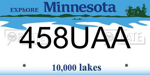 458UAA Minnesota License Plate