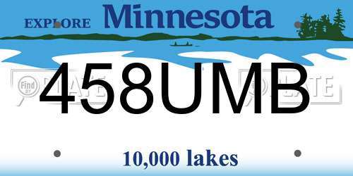 458UMB Minnesota License Plate